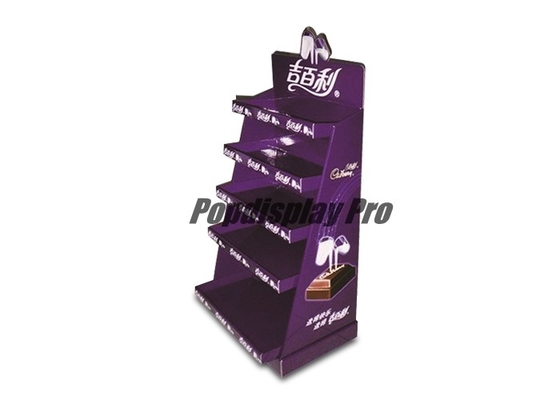 Il cartone su ordinazione porpora POP visualizza 3D la fila di logo 5 per cioccolato al latte