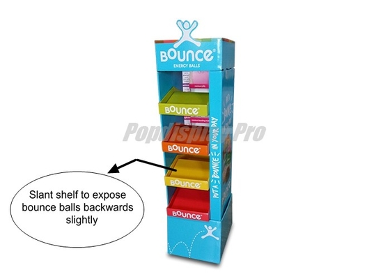 Bouncing Ball Toys Custom Cardboard Floor Displays With 4 Slant Tiers
