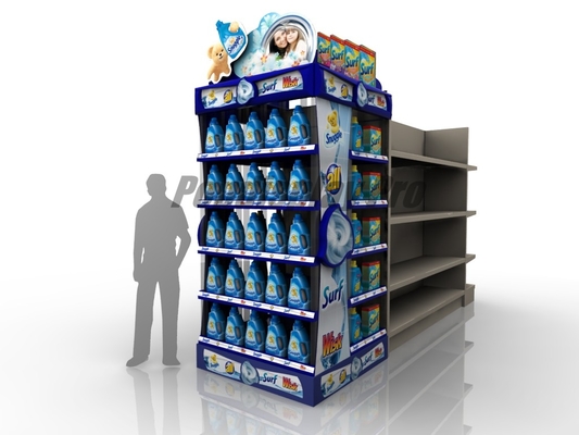 Curved Shelf Sustainable End Cap Shelving For Promoting Laundry Detergent