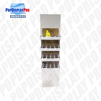 4 Shelf 1 Poster Cardboard Floor Display Stand , Floor Display Racks With Dividers
